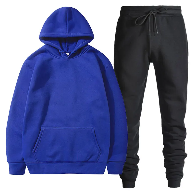 

New 2020 Brand Tracksuit Fashion Men Sportswear Two Piece Sets All Cotton Fleece Thick hoodie+Pants Sporting Suit Male