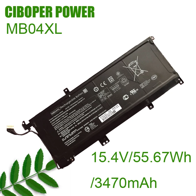 CP Laptop Battery MB04XL 55.67WH/3470mAh HSTNN-UB6X TPN-W119 For EnvyX360 Series 15-AQ103NO 15-AR000ND 15-AQ002NX TPN-W119