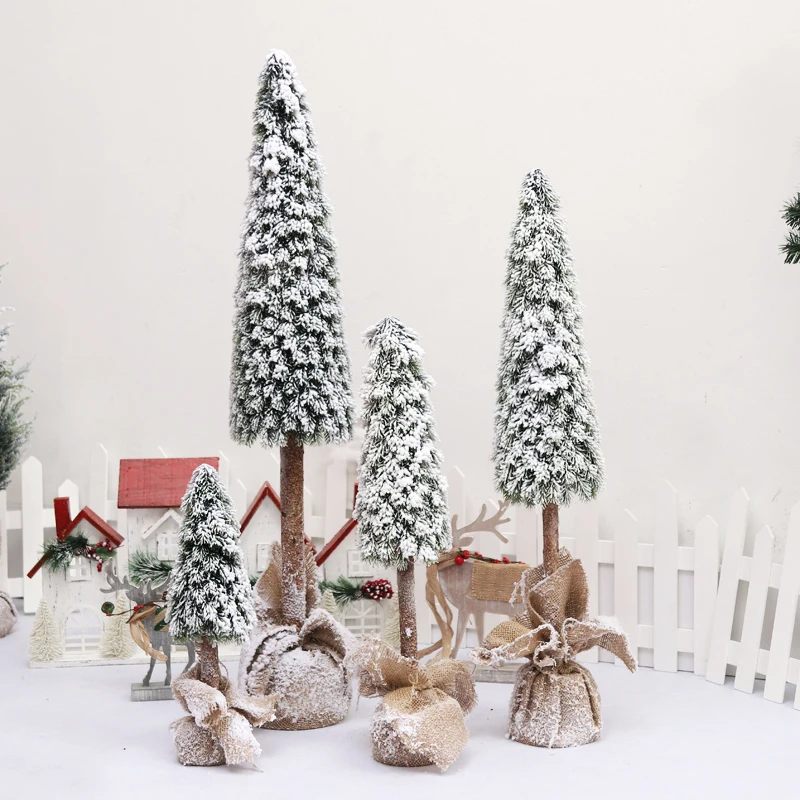 Mini Christmas Tree Artificial Snowflake Beautiful Miniature Christmas Decorative for Home Kitchen Desktop Plants Navidad