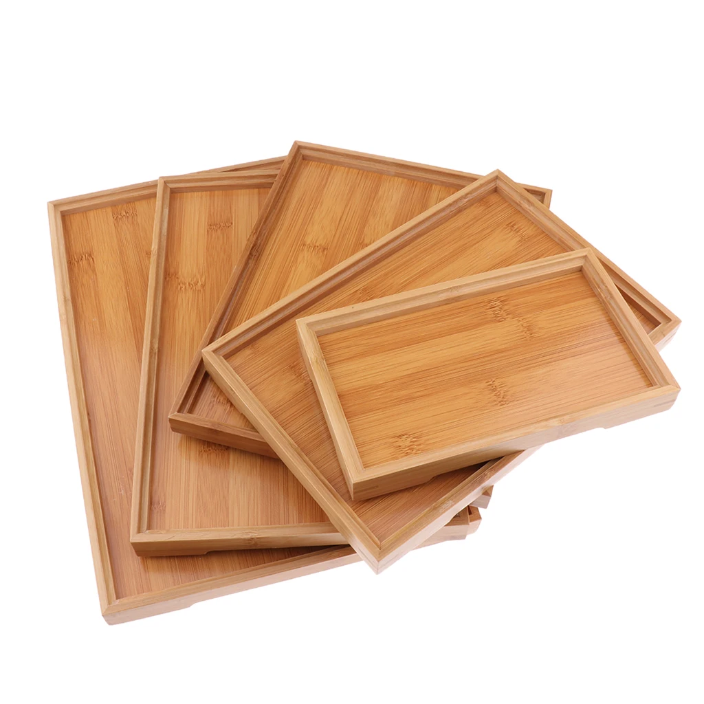 Wooden Rectangular Serving Tray Food Tea Dish Kitchen Vintage Solid Wood Stand Tray Hotel Dinner Plate Storage Tray Tableware