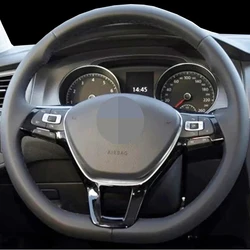 DIY Black Faux Leather Comfortable And Wearable Car Steering Wheel Cover For Volkswagen VW Mk7 New Polo Jetta Passat B8 Tiguan