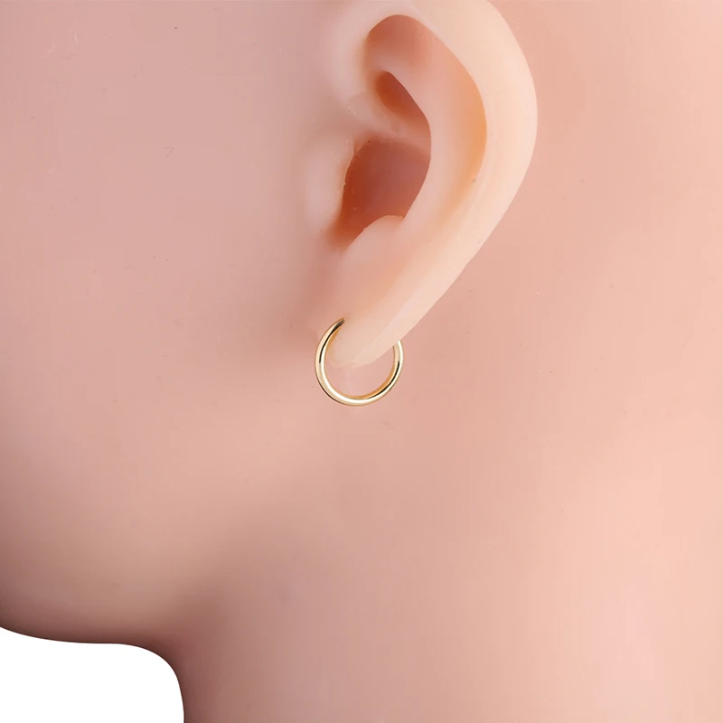 UNNAIER 1Pair 13mm Diameter Hoop Earrings No Hole Clip Earrings Stainless Steel Ladies Ear Clips 2023 Earring Trend New Arrival