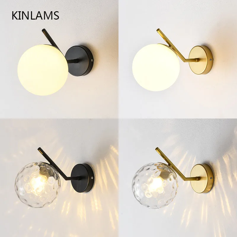 LED Glass Wall Lamps Modern Bedroom Lights Luxury White Glass Ball Indoor Wall Light Simple Fresh Lamp Aisle Corridor Wall Lamp