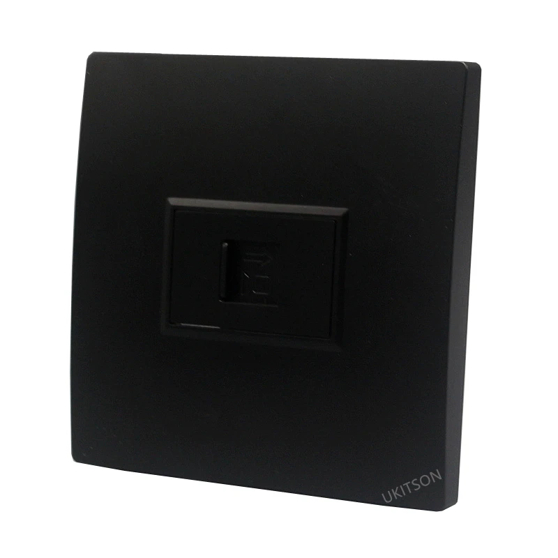 Black Color RJ45 LAN Faceplate Wall Panel With Female Straight CAT6 Shielded CAT.6A Keystone Jack Socket For Internet Extender