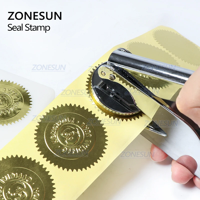 ZONESUN Design Customize Logo Embossing Seal Stainless Steel Stamp for Office Bussiness Document  and Paper Inital Name Card