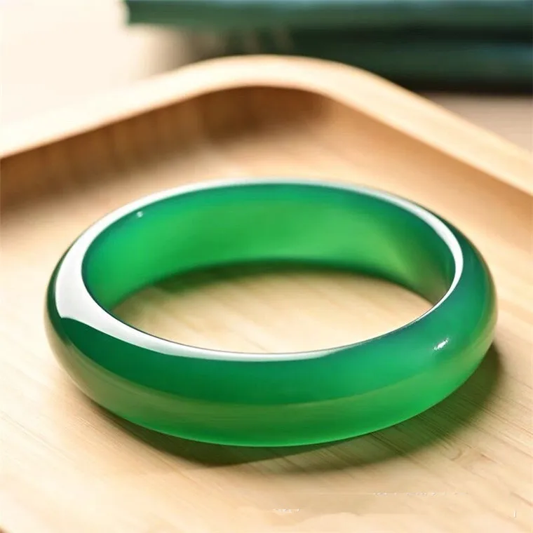 

Christmas Gifts Bangles Fine Jewelry Natural Agate Chalcedony Green Jade Bracelet Stone Exquisite Handicrafts Accessories