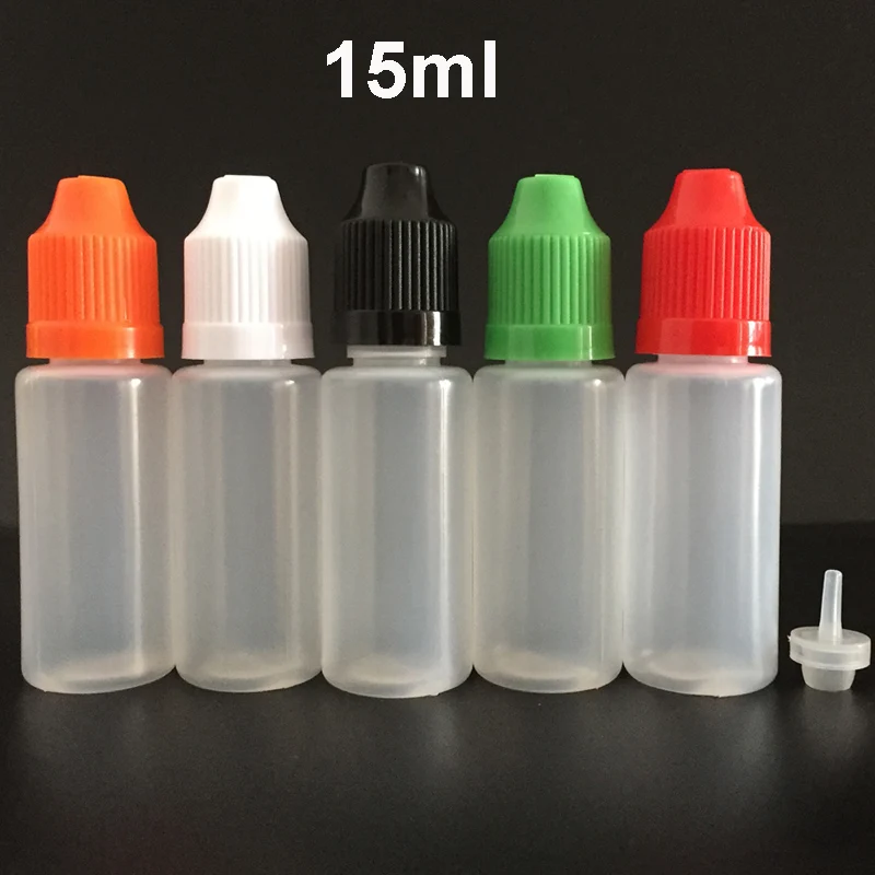 50pcs 5ml 10ml 15ml 20ml 30ml 50ml 60ml 100ml 120ml PE Plastic Dropper Bottle With Childproof Cap For E Liquid Nail Gel+Funnel