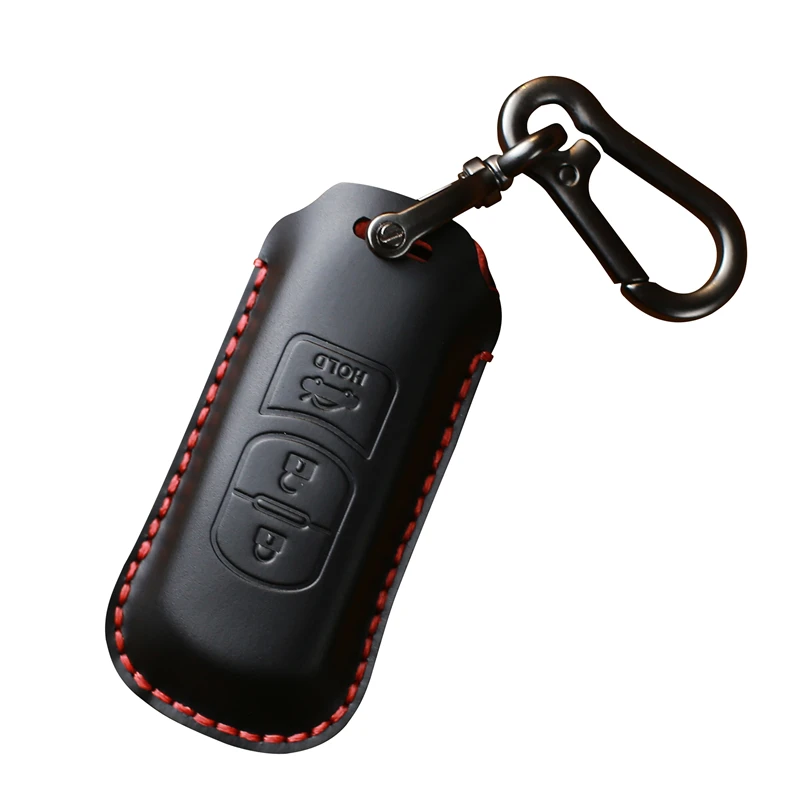 

Car Key Fob Cover Key Case for Genuine Leather Protector Keychain with Mazda Key 3 Buttons Key Fob Cover Case