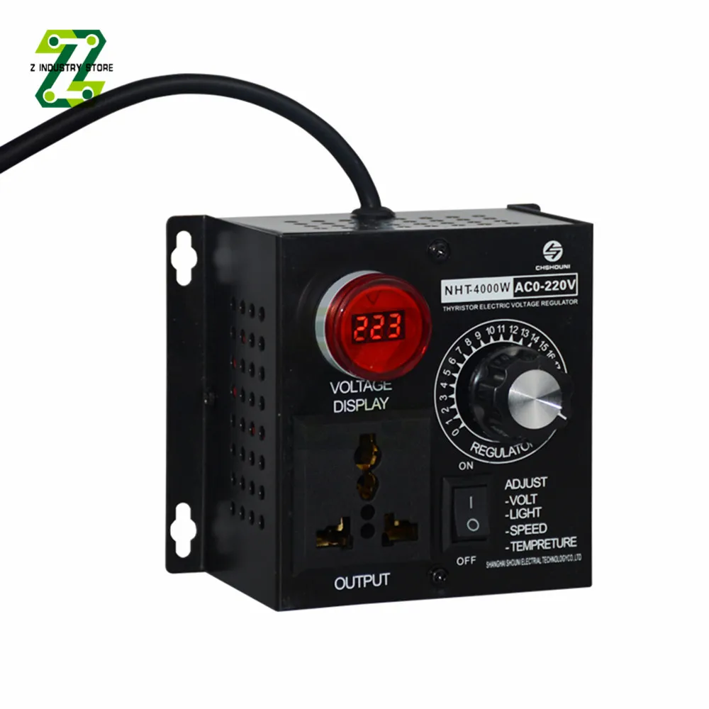 Voltage Regulator AC 220V 4000W Portable Speed Temperature Light Voltage Adjustable Dimmer Compact Variable Voltage Controller