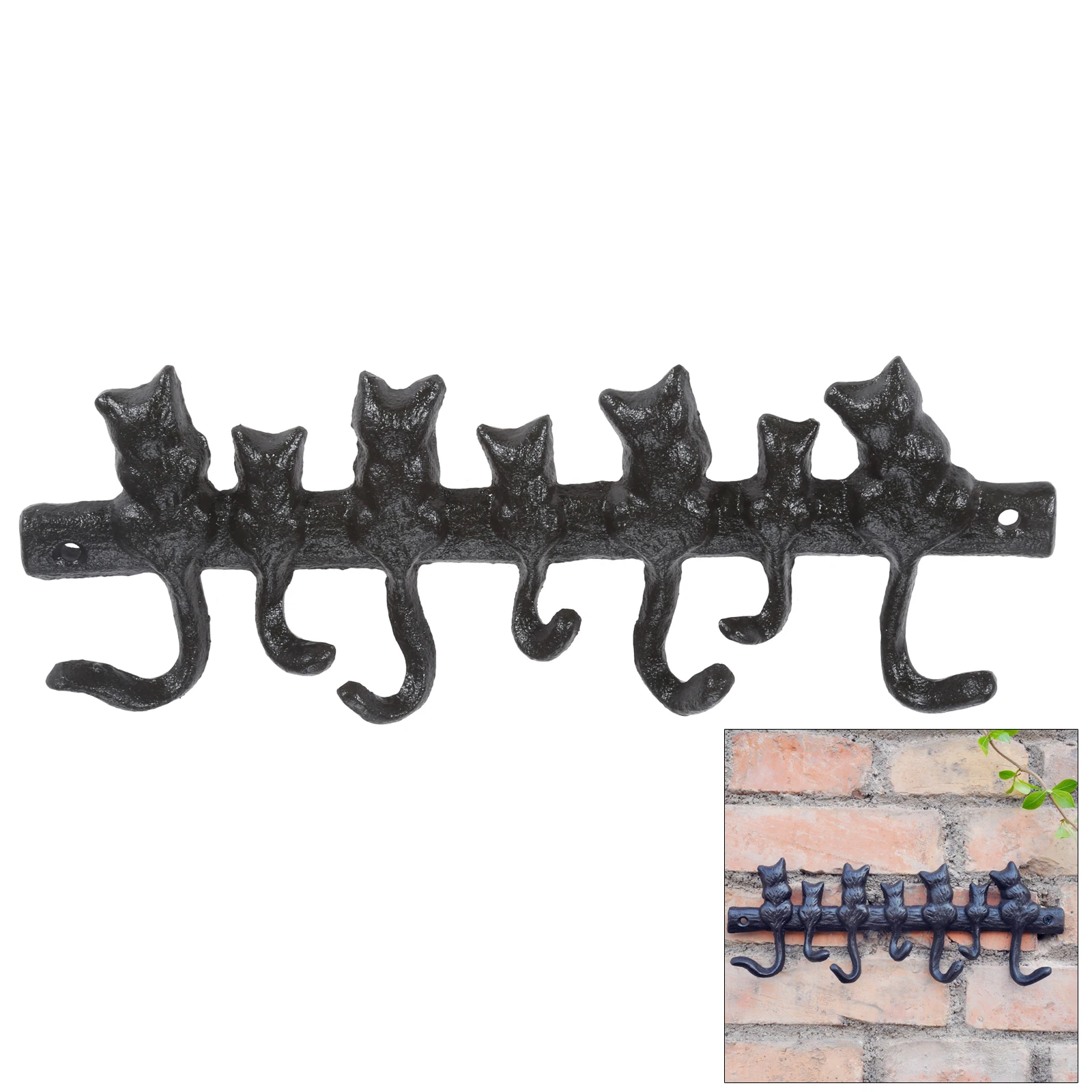 7 in 1 Cats Hooks Iron Cute Vintage Hangers Hanging Keys Holder Housekeeper Wall Hallway Bathroom Kitchen Creative Home Decor