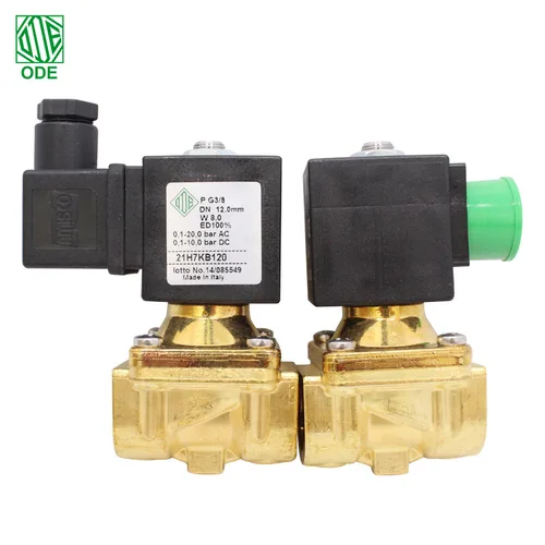 Venta al por mayor Italia válvula solenoide ODE 21H7KB120 21H8KB120 21H8KE120 21A2KE45 2/2 vías N.C. Con barras de control piloto G1/2 G3/8 CE