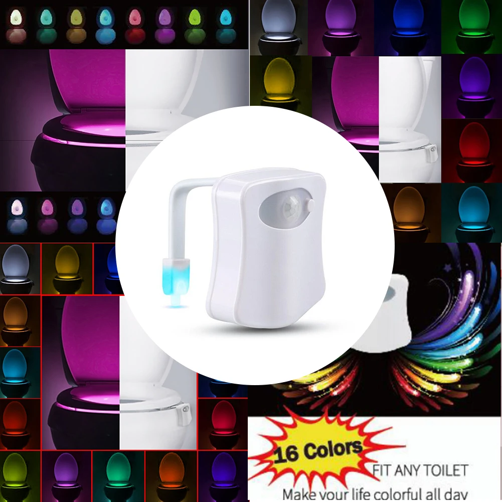 Creative Toilet Seat Night Light Smart Motion Sensor 8/16 Colors Waterproof Backlight For Toilet Bowl LED Lamps Toilet Lights