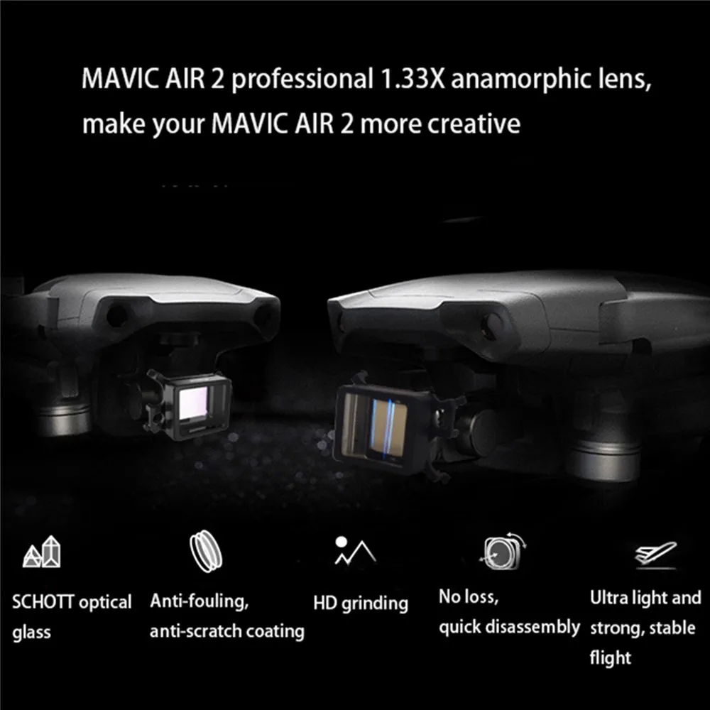 For Dji Mavic Air 2 Professional 1.33X Anamorphic Lens/ HD Wide-angle Lens/Fisheye Lens for DJI Mavic AIR 2 Drone Accessories