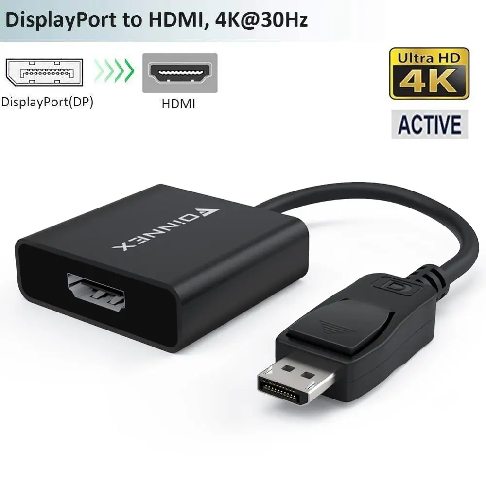 

FOINNEX Active DisplayPort to HDMI Adapter,4K Male DP 1.2 in to Female HDMI 1.4 Out Converter,DP-HDMI Video Connector for Laptop