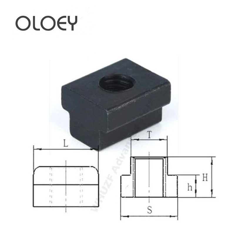 Dado con scanalatura a T 5/10pcs M6 M8 M10 M12/16 DIN508 finitura nera grado 8.8 dado in acciaio al carbonio filettato attraverso Slot t-nut mobili