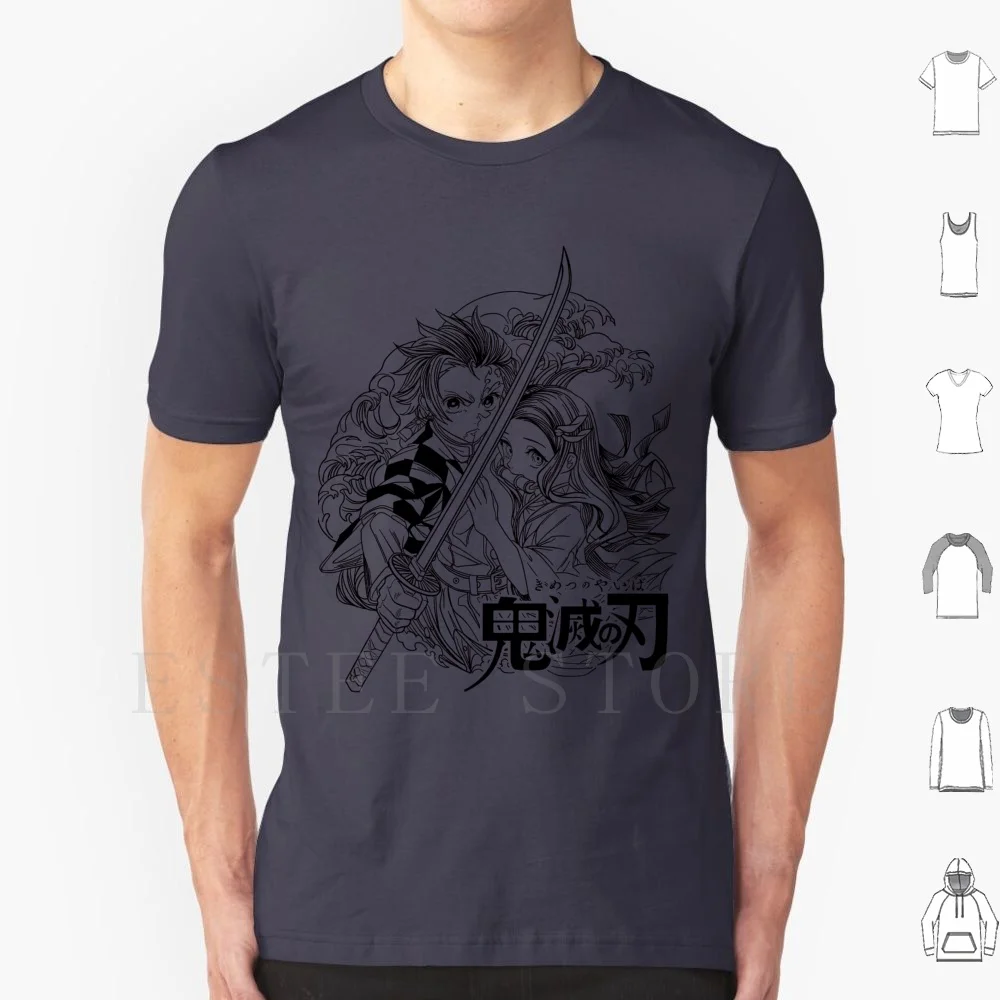 

Demon Hunter T Shirt Cotton Men DIY Print Kimetsu No Yaiba Tanjiro Nezuko