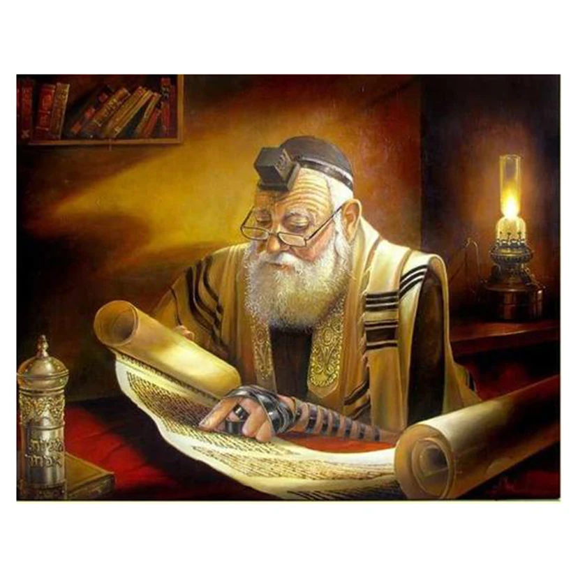 New Arrivals 5D DIY Full Round Diamond Painting Rabbi Reading 3D Embroidery Cross Stitch Rhinestone Mosaic Home Decor Art