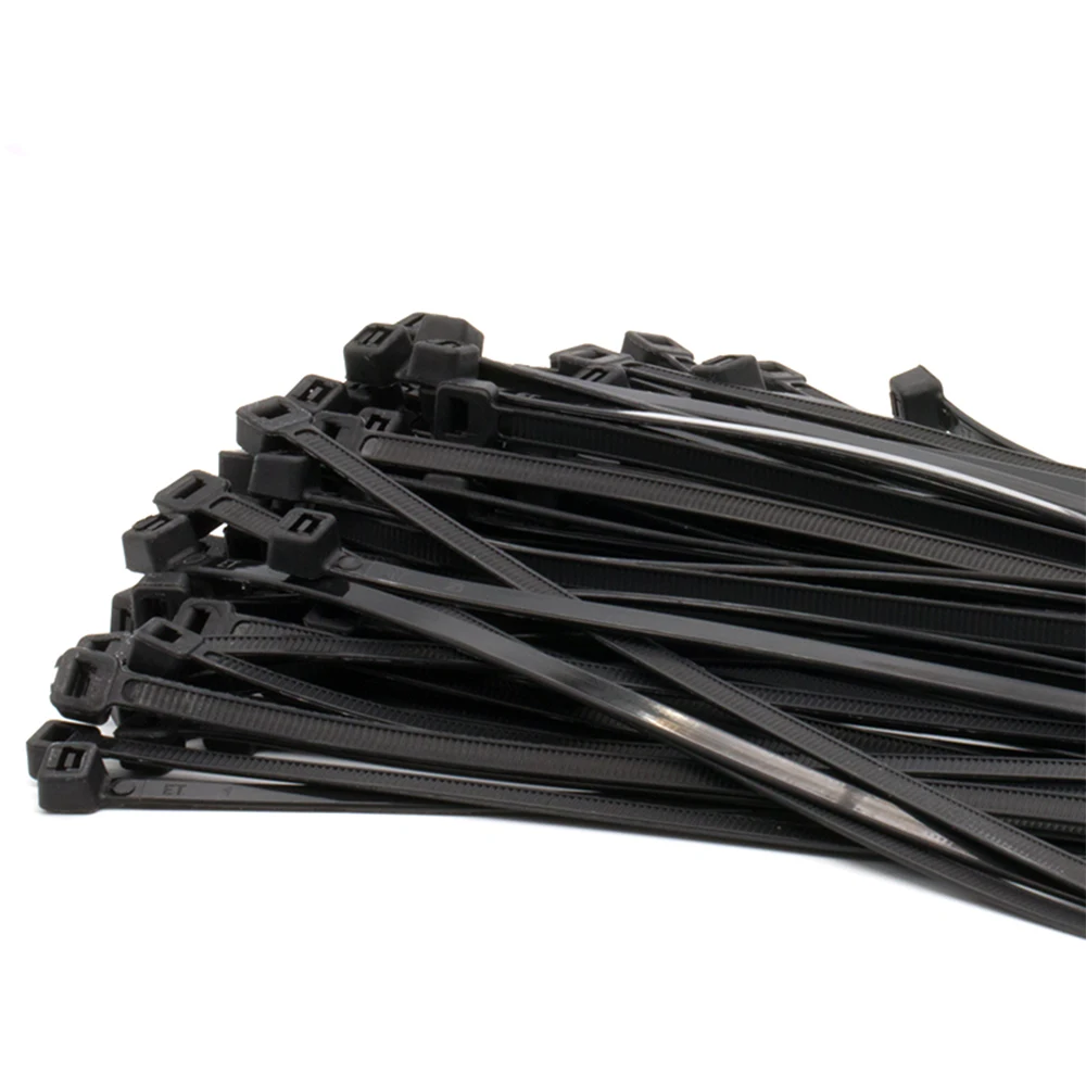 Cabo de nylon com fecho automático, 100 peças, branco, preto, para enrolamento, cabos fixos, várias especificações