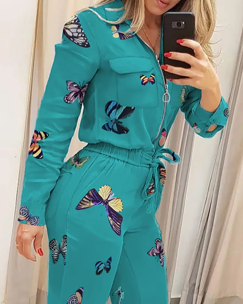 2021 autumm Jumpsuit female long sleeve slim fit lace up waist jumpsuit casual jumpsuits