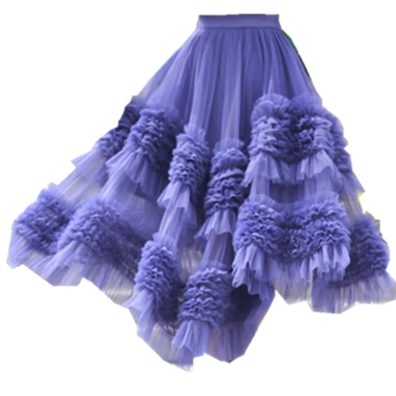 Mingli Tengda New Front Short Back Long Gauze Skirt Irregular Multi-layer Auricular Edge Super Fairy Princess Skirt Petticoat