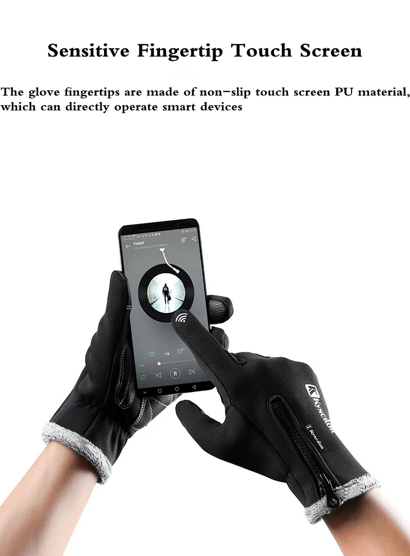 XiaoMi Youpin touch screen outdoor sports riding glovesplus velvet warmth water repellent non-slip wear-resistant gloves winter