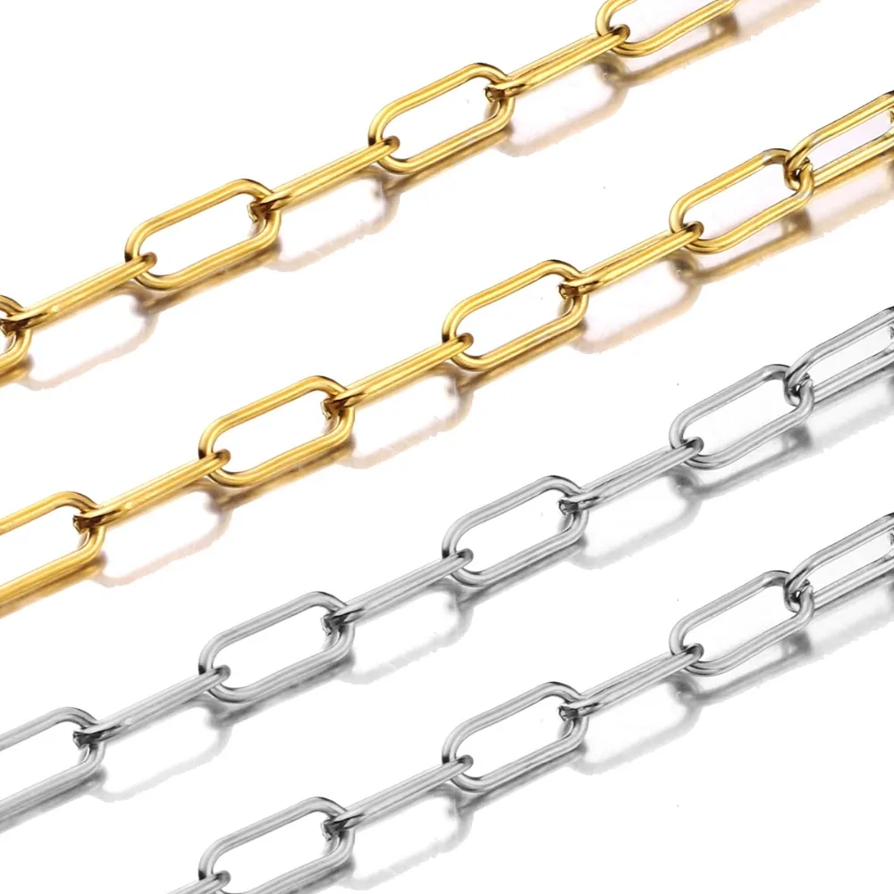 Großhandel 1 Meter/Stück Hip-Hop Big-O-Gliederkette Stahl-/goldfarbene Halskette Edelstahl Herrenhalskette Dropshipping Schmuck – Detail 3