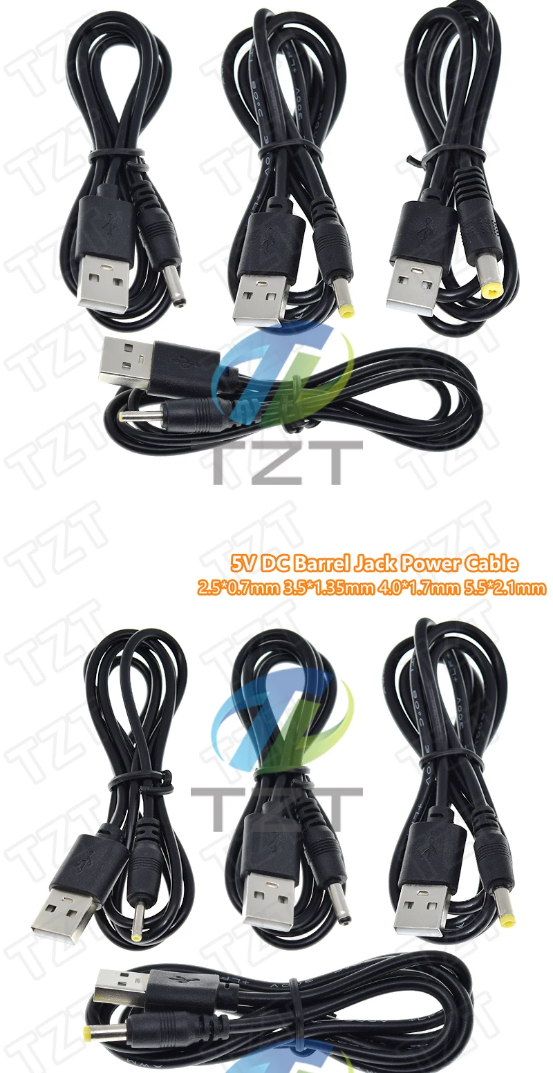 TZT 1/3PCS 1M USB-Anschluss zu 2.0*0.6mm 2.5*0.7mm 3.5*1.35mm 4.0*1.7mm 5.5*2.1mm 5V DC-Stromkabel-Stecker – Detail 2