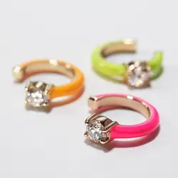 Neon Enamel Clip Earring No Piercing Girl Women Hot Setting Winter Colorful Ear Cuff Earrings