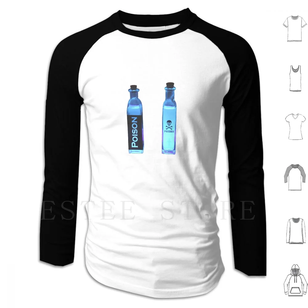 Poison Hoodies Long Sleeve Poison Drink Alice In Fairytale Princess Alice In Movie Story Blue Neon Glow Black Purple