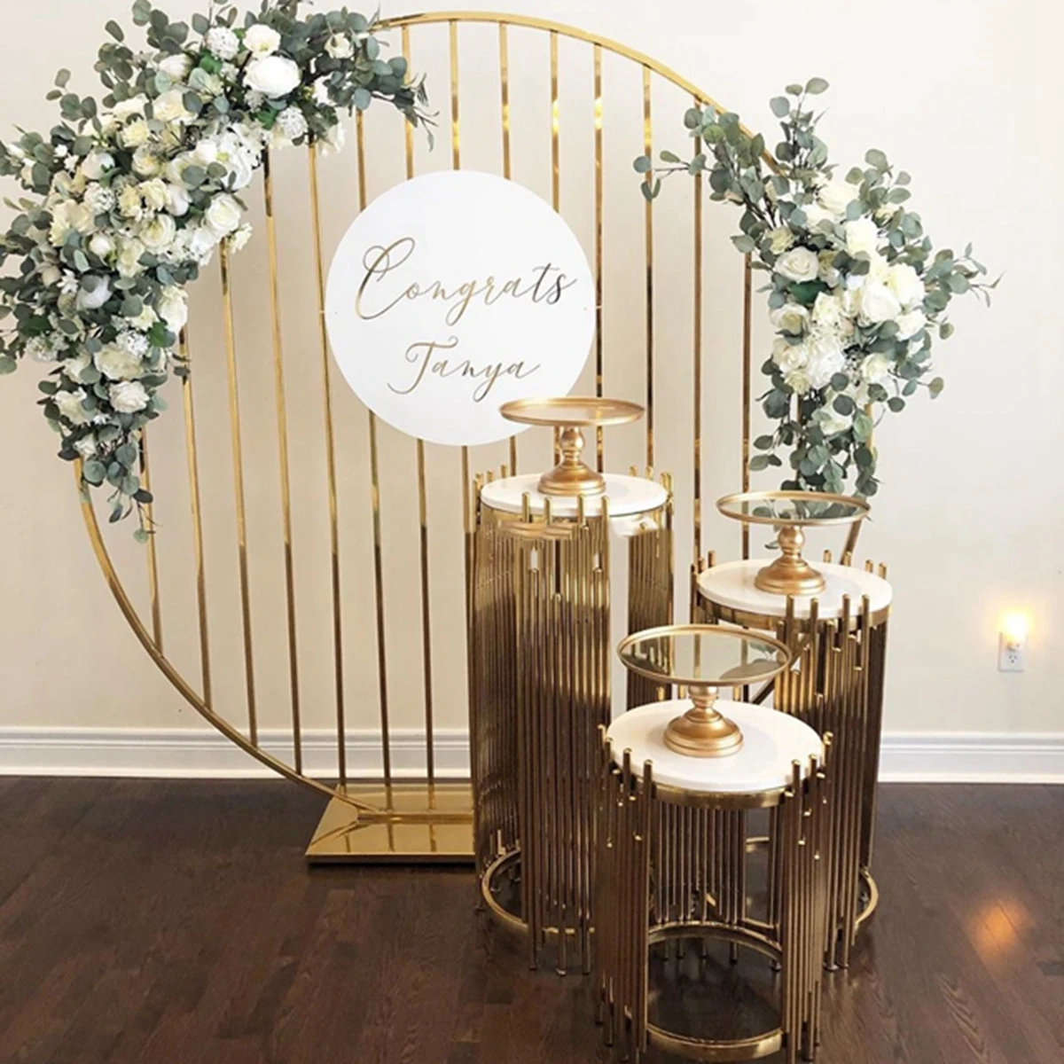 

Gold Wedding Decorations Mariage Round Stainless Steel Wedding Plinths Pedestal Stand For Events 284