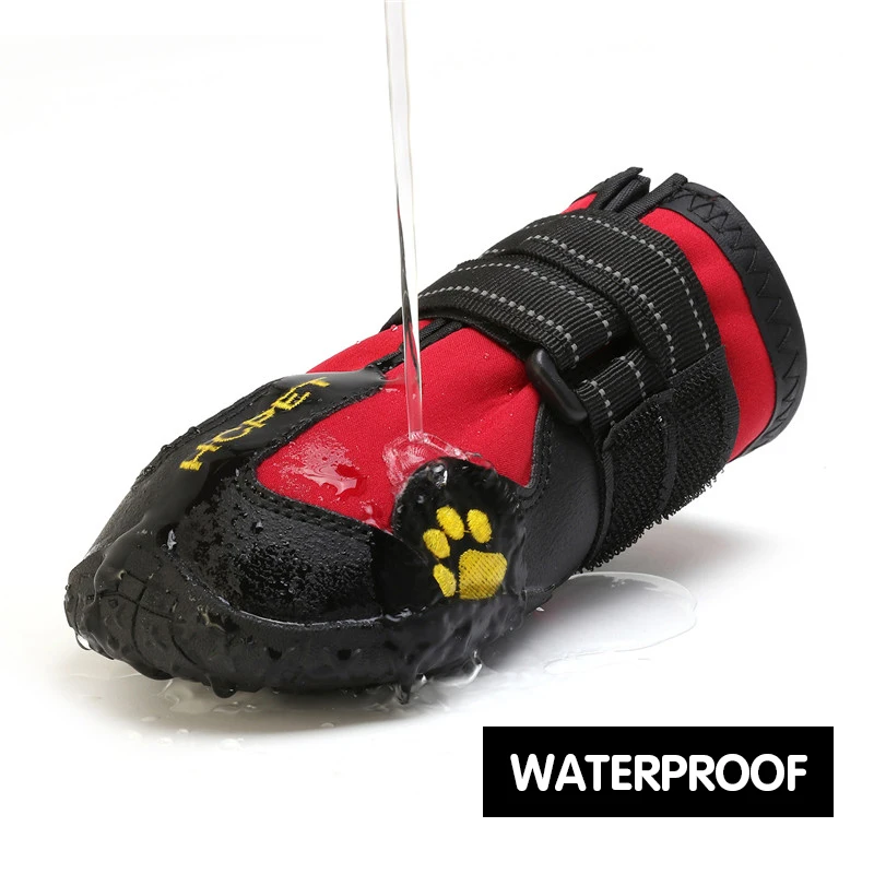 4 Teile/satz Haustier Hund Schuhe für Mittelgroße Hunde Wasserdicht Regen Schnee Hund Stiefel Langlebig Atmungsaktive Outdoor Training Wandern Hund Schuhe – Detail 8
