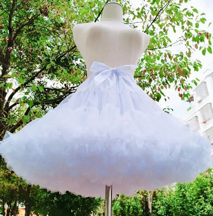 New White Short Women Tulle Halloween Petticoat Vintage Sweet Wedding Bridal Petticoat Lolita 45CM