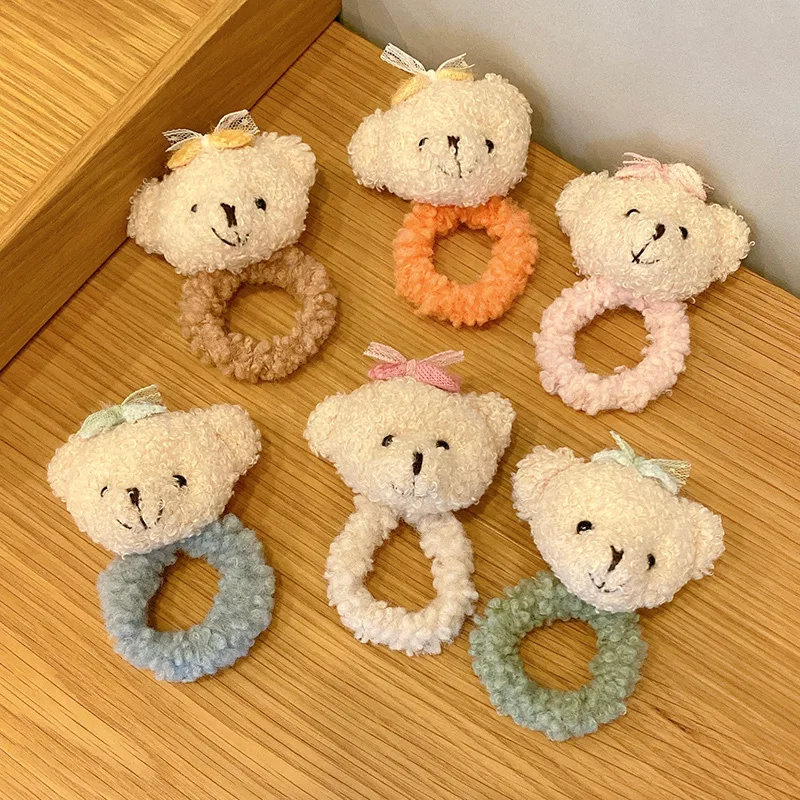 New Women Cute Plush Little Bear Rubber Bands Elastic Hair Bands For Children Girls Headwear Headband Fashion Hair Accessories