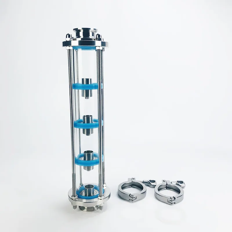 

4 Floors 2" Distillation Lens Column With Stainless Steel Platte Sets,Tri-Clamp Sight Glass Union Stainless Steel 304