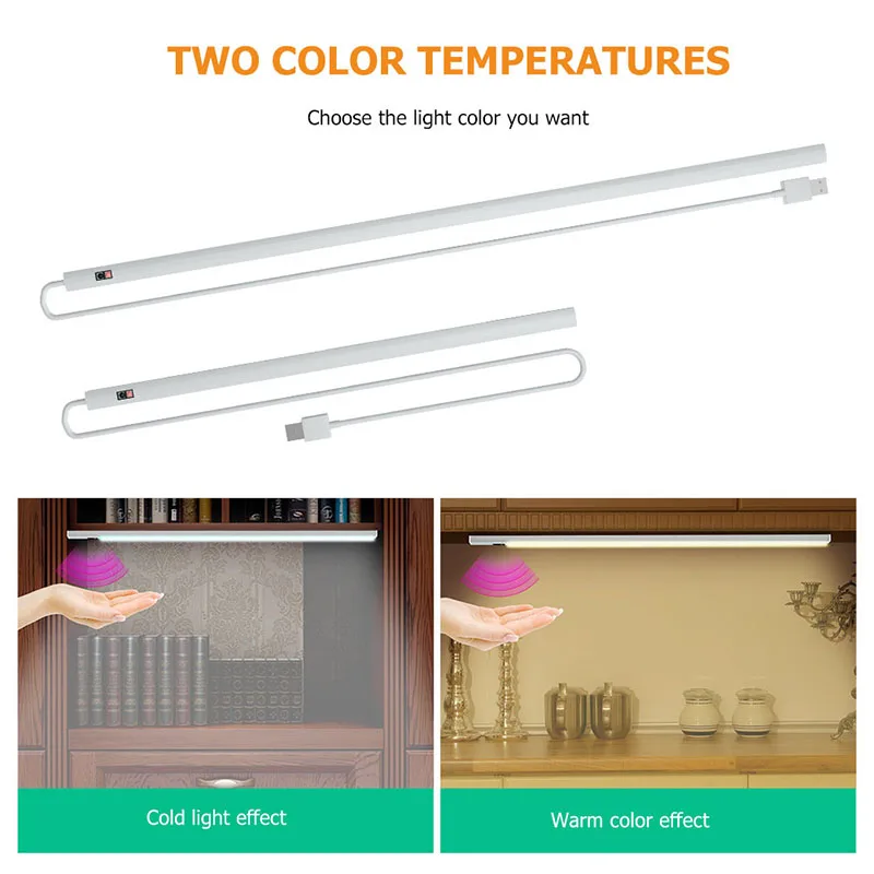 

Hand Sweep Switch LED Under Cabinet Kitchen Light Bedroom Wardrobe Closet Night Lights 30/40/50cm LED Bar Light Cocina Home Lamp