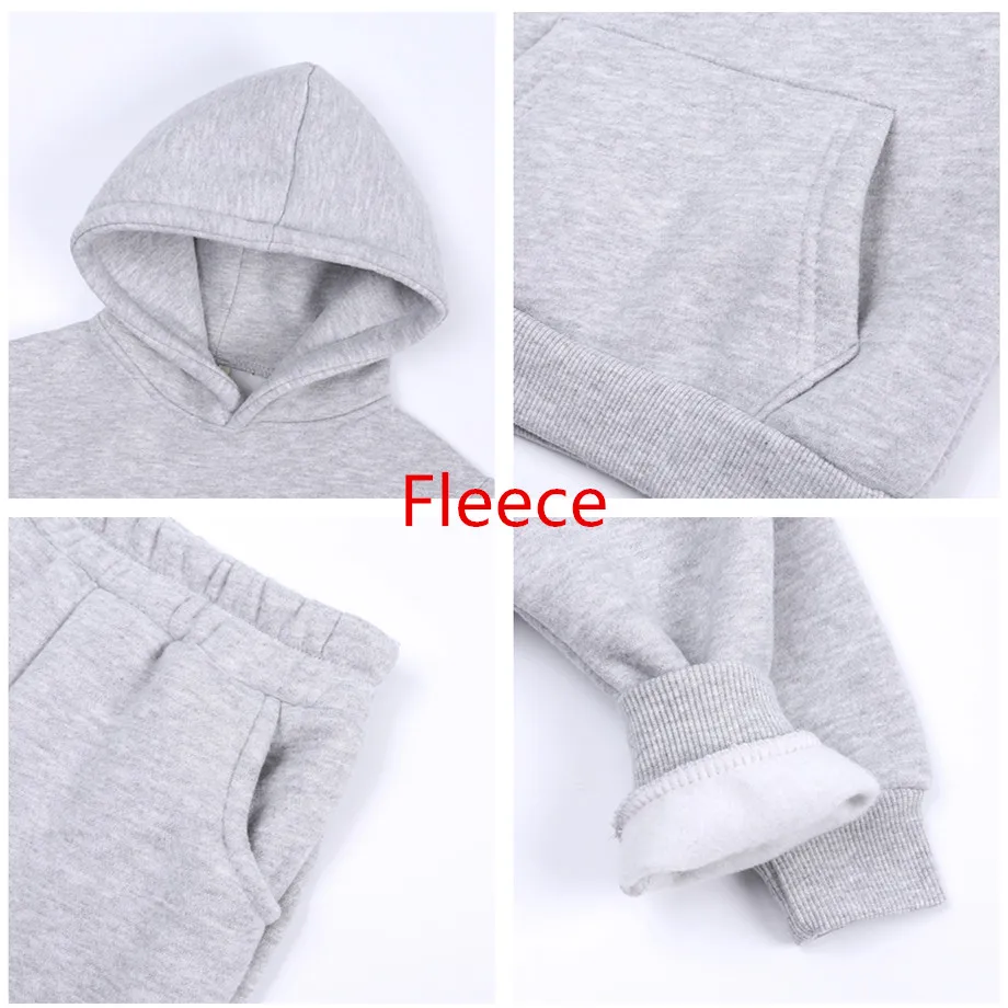 2023 Teen Boys Clothing Winter Kids girls Sets Solid Color Plus fleece Warm Casual Children\'s Sweatershirt Sport girls Clothing