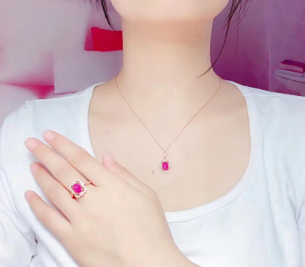 

New Arrival Real and Natural Real Natural Ruby jewelry set Natural Real Ruby925 sterling silver 1pc pendant,1pc ring