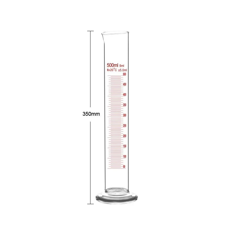 Glass Measuring Cylinder 500 ml Professional Lab Graduated Cylinder Chemistry Lab Glass Standard Measurement Cup Grade A 1/PK