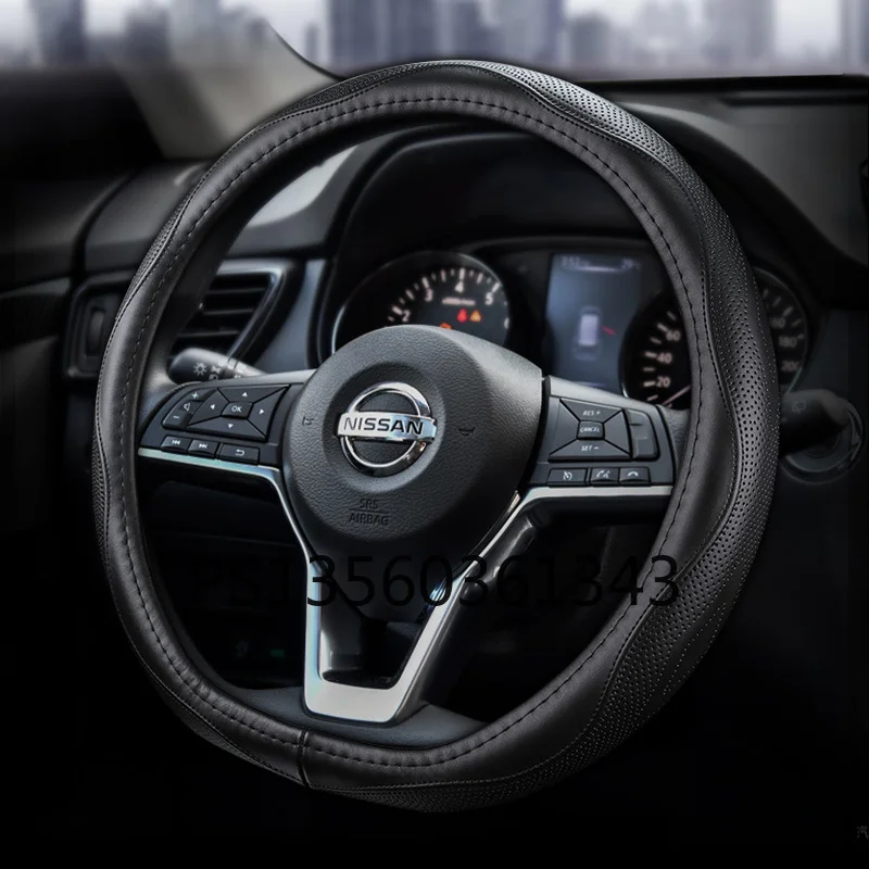 

Leather steering wheel cover fit For Nissan Tiida Sylphy Teana X-TRAIL Qashqai KIcks Bluebird Murano car grip cover