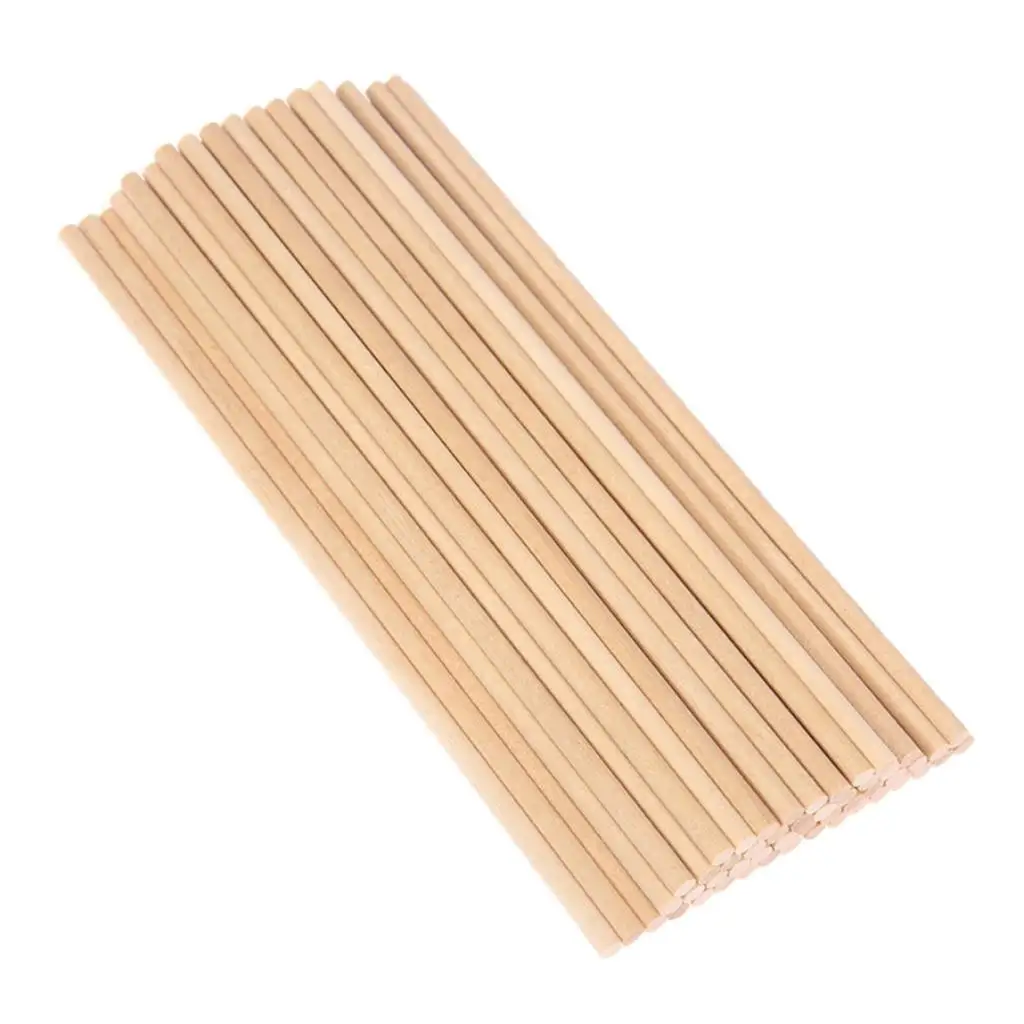 50Pcs rotondo 5mm di spessore incompiuto bastone di legno asta di centraggio in legno per bambini modello che fa fai da te decorazione della festa