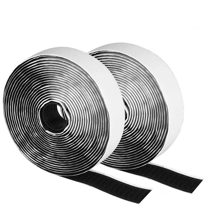 

SUNSHINE 1 Rolls 5M Black Hook and Loop Self Adhesive Fastener Strong Strip Magic Tape Nylon Sticker Velcro