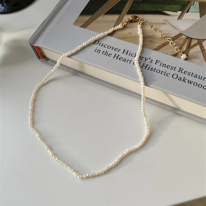 Natural Freshwater Pearl Necklace For Women French Vintage Fashion Millet Pearl Clavicle Chain Temperament Necklace Jewelry