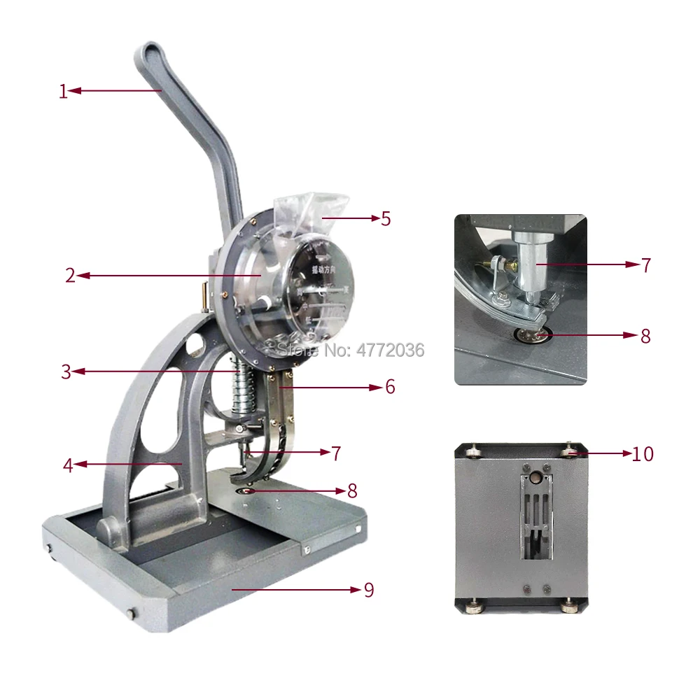 Imagem -04 - Máquina de Ilhó Semi-automática Portátil com Tamanhos Diferentes 5.5 mm mm mm 10 mm 12 mm Factory Supply
