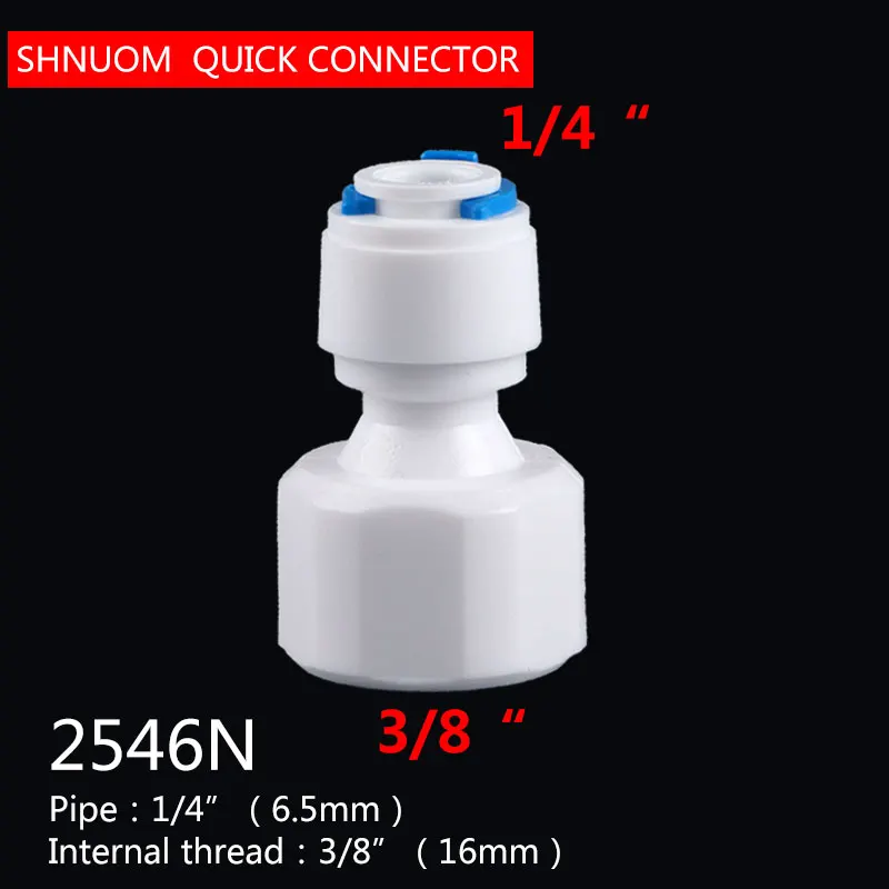 RO Water Purifiers 2546 diameter 16MM Straight plastic pipe Quick Connector Fitting internal thread 3/8