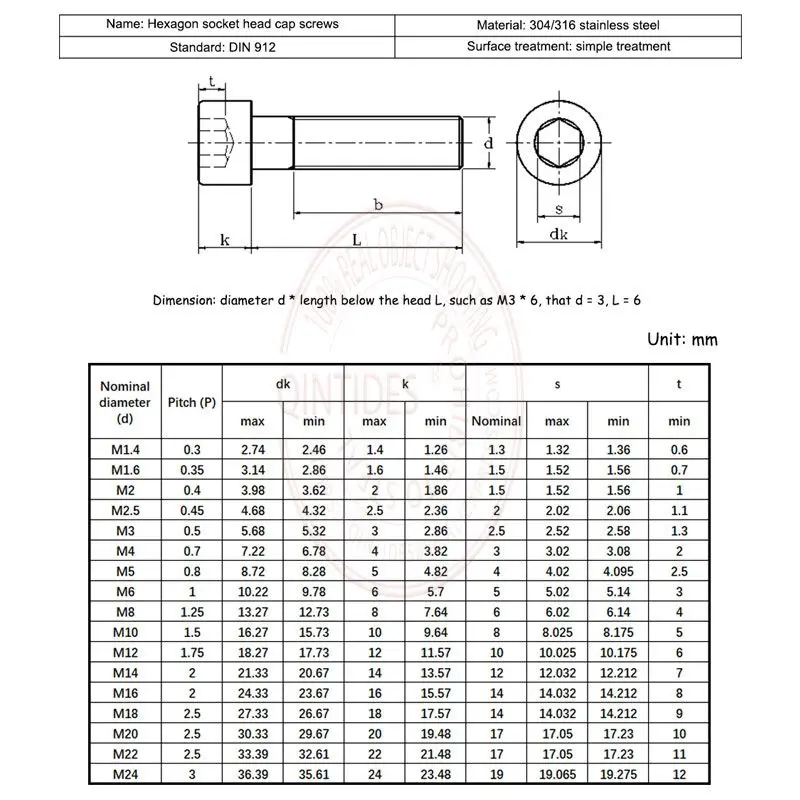 QINTIDES 20/200Pcs Length: 8-50mm M6 M8 M10 M12 Hexagon Socket Head Cap Screws 304 Stainless Steel Hex Socket Screws