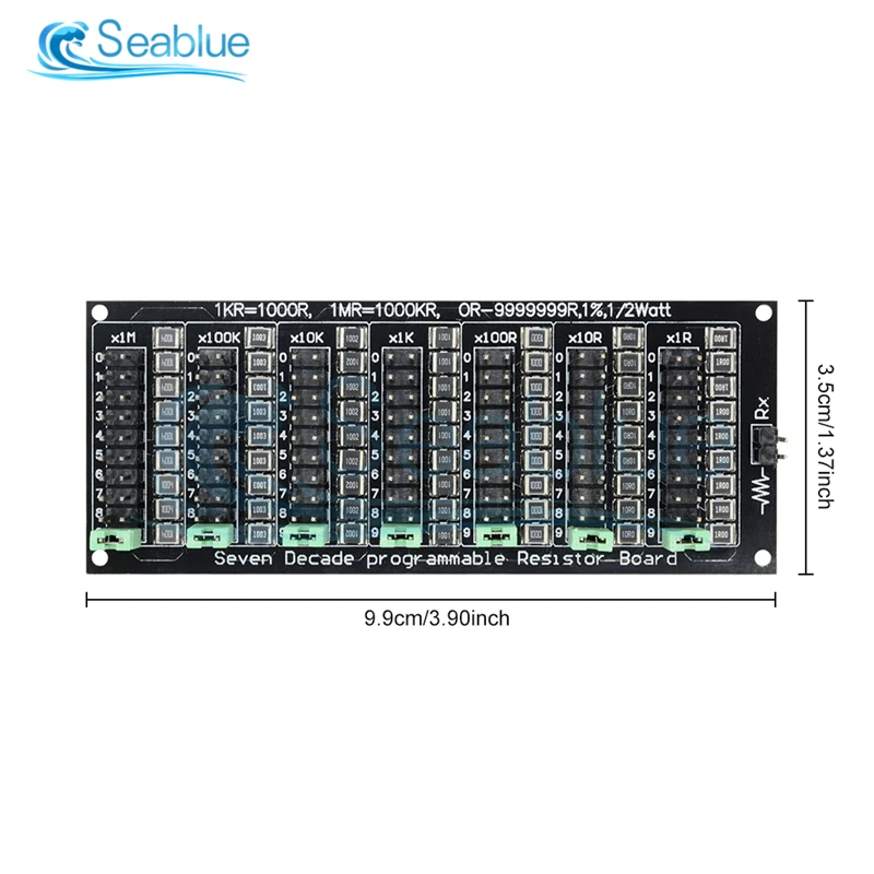 200V 7 Seven Decade 1R - 9999999R Programmable Adjustable SMD Resistor Slide Resistor Board Step Accuracy 1R 1% 1/2 Watt Module