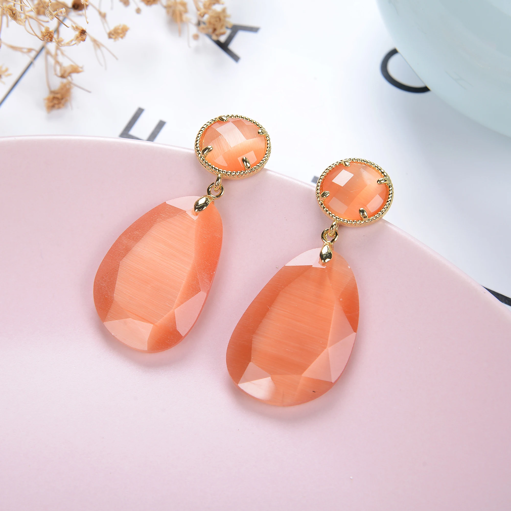 12 Color Advanced K9 Glass Dangle Earrings Trendy 2020 Korean Earrings For Women Fashion Jewelry Wholesale