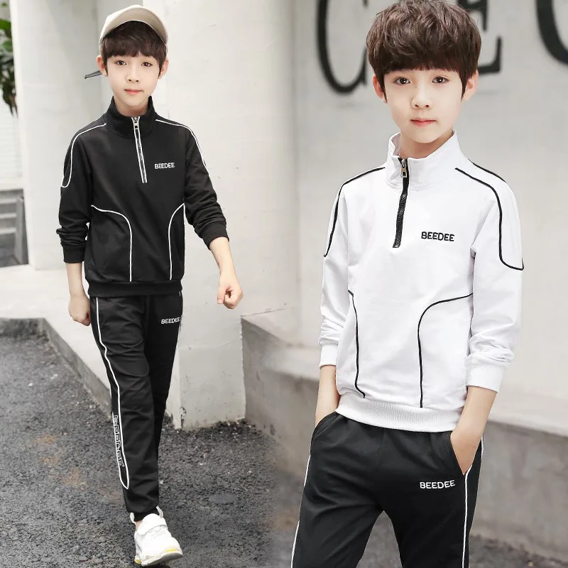 4 5 6 8 10 12 Years Big Boys Clothing Sets Autumn Cotton Long Sleeve Sweatshirt + Pants 2Pcs Kids Sports Suit Teenage Tracksuits