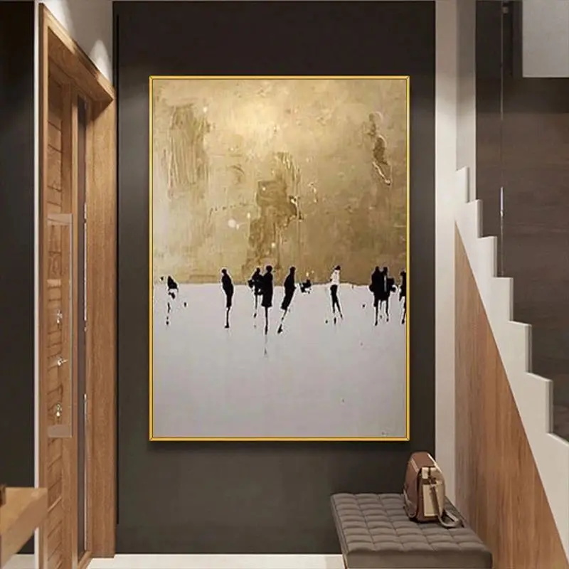 Home Decoration wall paintings 100% Hand painted Modern Abstract canvas Paintings Abstract gold Oil Painting picture Living Room