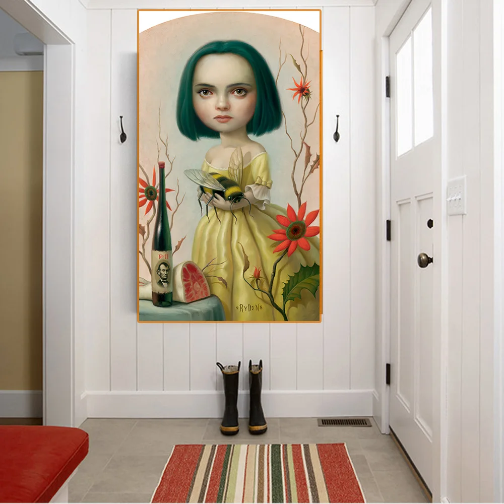 Citon Canvas Art Oil painting Mark Ryden《Christina Ricci》Artwork Poster Picture Modern Wall Decor Home Living room Decoration